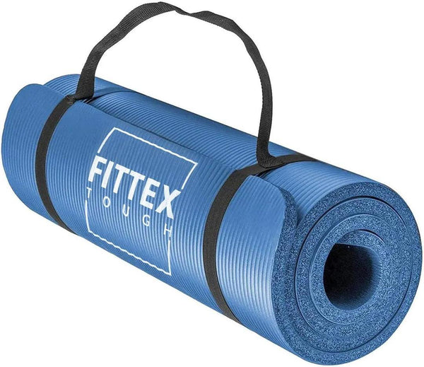 Yoga Mat With Carry Strap, 188 x 61 x 1cm, Made of Durable Non-slip 10mm Thick Material, Blue